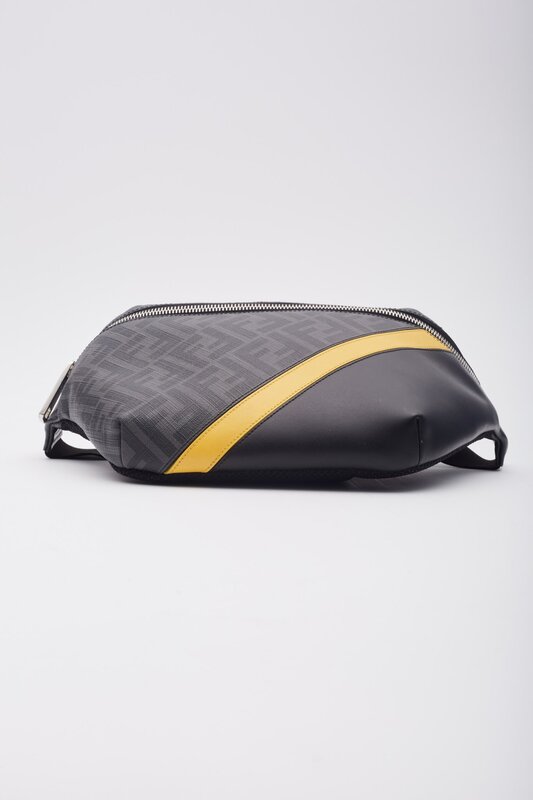 FENDI FENDI GLAZED BLACK LOGO FF 1974 DIAGONAL BELT BAG
