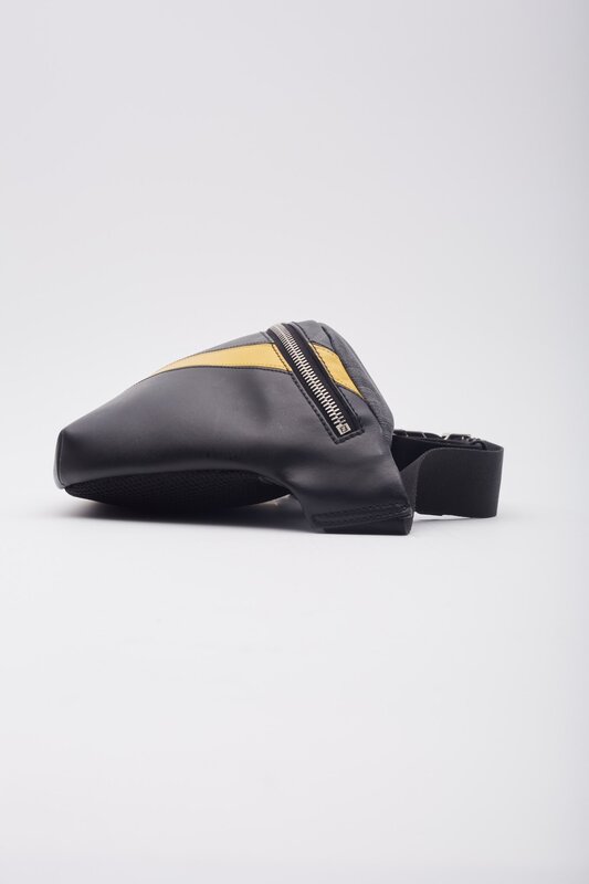FENDI FENDI GLAZED BLACK LOGO FF 1974 DIAGONAL BELT BAG