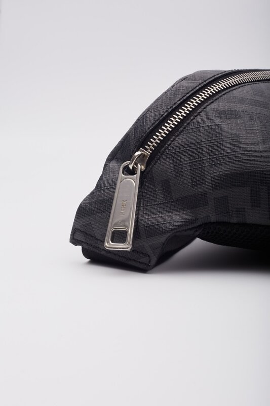 FENDI FENDI GLAZED BLACK LOGO FF 1974 DIAGONAL BELT BAG