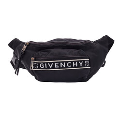 GIVENCHY GIVENCHY BLACK WHITE NYLON LOGO PRINT BUM BELT BAG