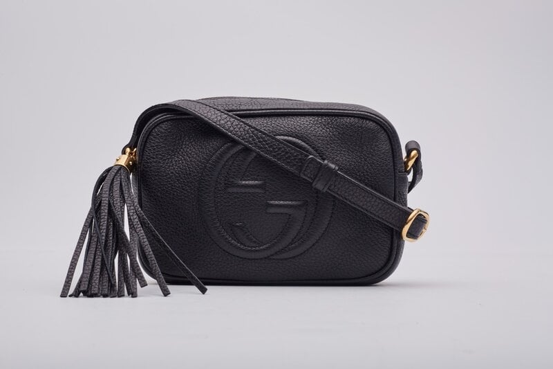 GUCCI BLACK LEATHER SOHO DISCO CAMERA BAG MINI