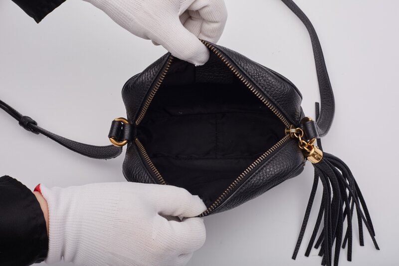 GUCCI BLACK LEATHER SOHO DISCO CAMERA BAG MINI