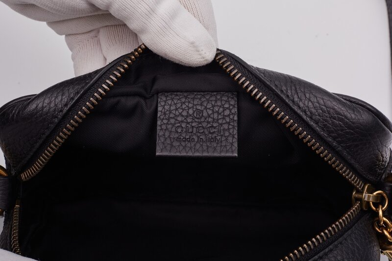 GUCCI BLACK LEATHER SOHO DISCO CAMERA BAG MINI