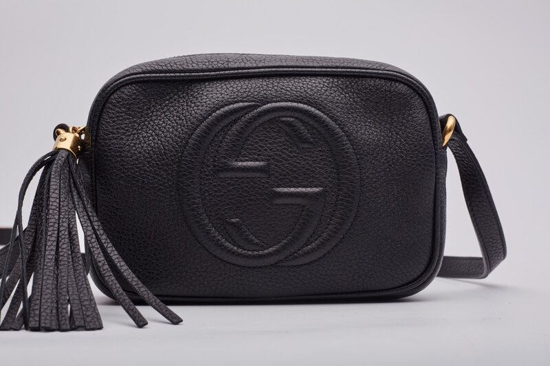 GUCCI BLACK LEATHER SOHO DISCO CAMERA BAG MINI