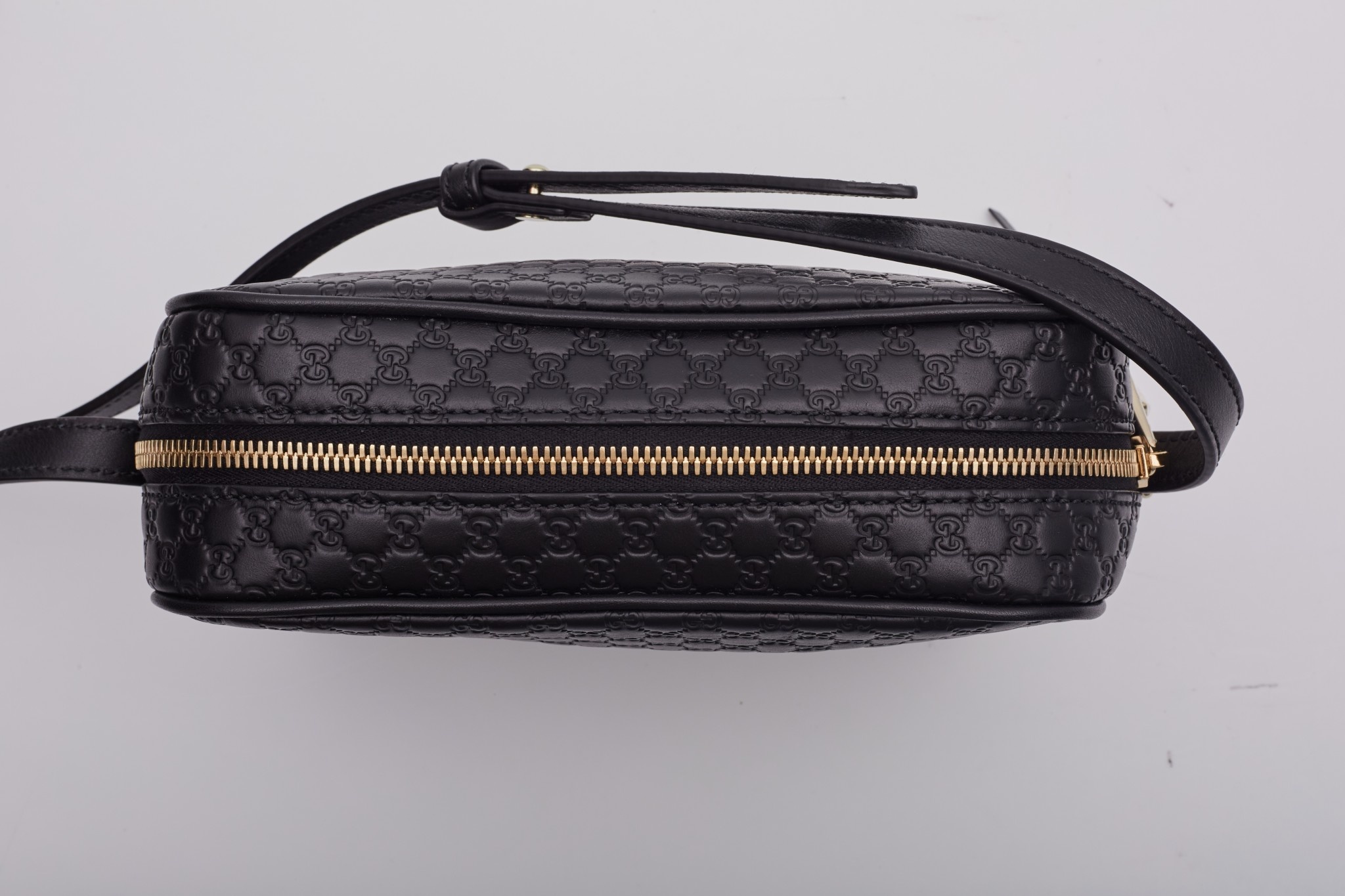 MICROGUCCISSIMA LEATHER MINI BREE MESSENGER BAG BLACK CRTBLNCHSHP
