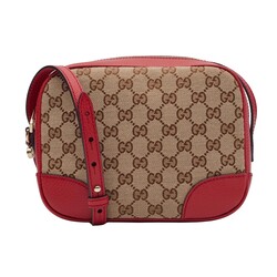 GUCCI GUCCI MONOGRAM CANVAS EBONY/ROSSO BREE MESSENGER BAG MINI