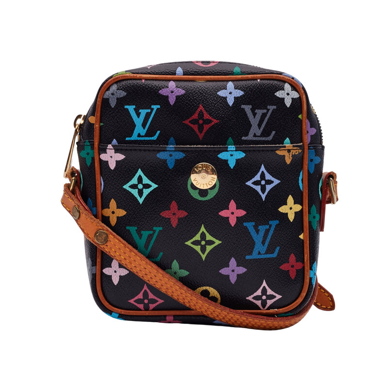 LOUIS VUITTON BLACK MURAKAMI MULTICOLOR MONOGRAM RIFT MESSENGER BAG