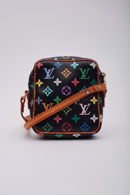 LOUIS VUITTON BLACK MURAKAMI MULTICOLOR MONOGRAM RIFT MESSENGER BAG