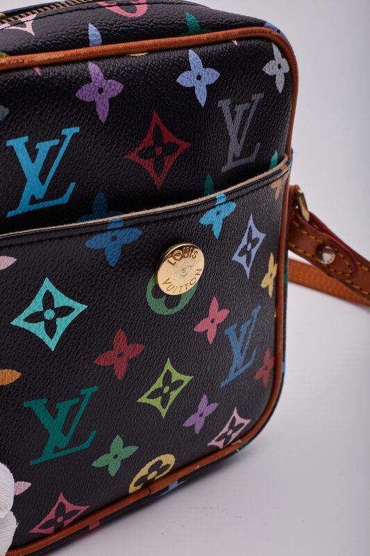 LOUIS VUITTON BLACK MURAKAMI MULTICOLOR MONOGRAM RIFT MESSENGER BAG