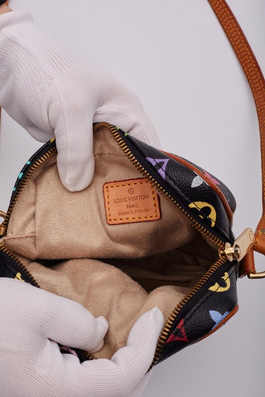 LOUIS VUITTON BLACK MURAKAMI MULTICOLOR MONOGRAM RIFT MESSENGER BAG