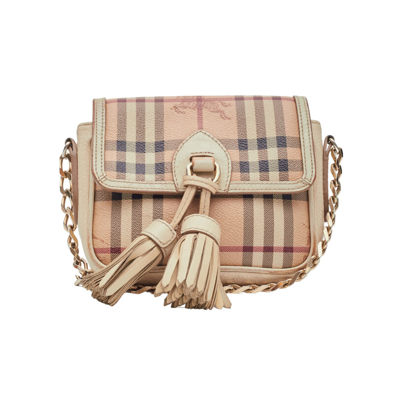 HOUSE CHECK CANVAS TASSEL CROSSBODY BAG MINI