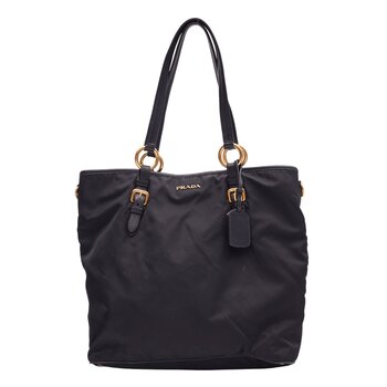 PRADA PRADA BLACK NYLON LARGE SHOPPER TOTE BAG