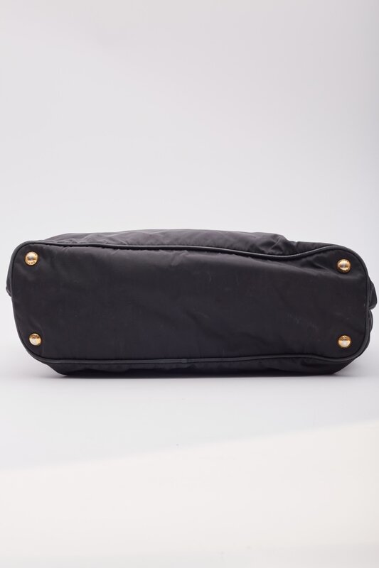 PRADA PRADA BLACK NYLON LARGE SHOPPER TOTE BAG