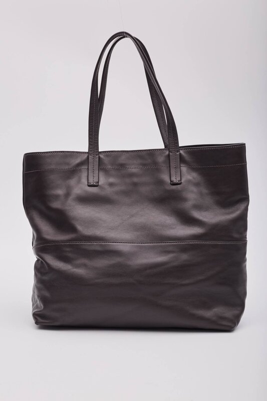 MIU MIU BROWN LEATHER SHOPPER TOTE BAG