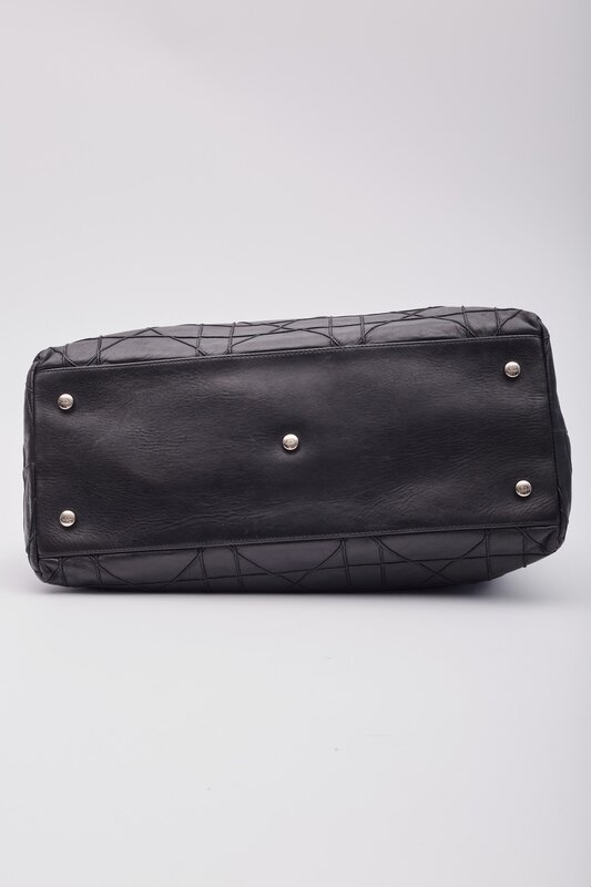 CHRISTIAN DIOR DIOR CANNAGE LEATHER BLACK GRANVILLE BAG LARGE