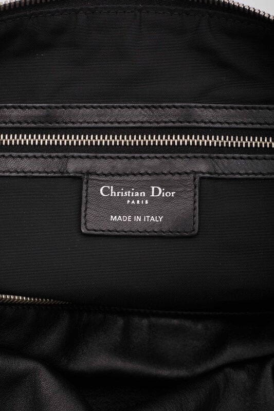 CHRISTIAN DIOR CANNAGE LEATHER BLACK GRANVILLE BAG LARGE