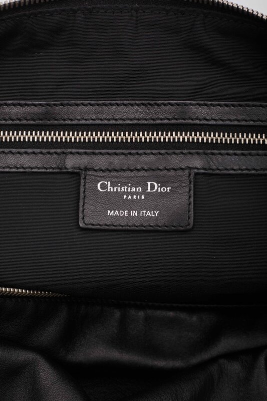 CHRISTIAN DIOR DIOR CANNAGE LEATHER BLACK GRANVILLE BAG LARGE