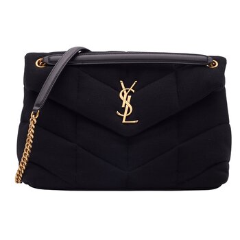 SAINT LAURENT SAINT LAURENT JERSEY QUILTED LOULOU PUFFER BAG BLACK MEDIUM