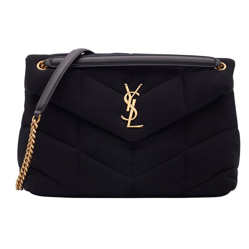 SAINT LAURENT SAINT LAURENT JERSEY QUILTED LOULOU PUFFER BAG BLACK MEDIUM