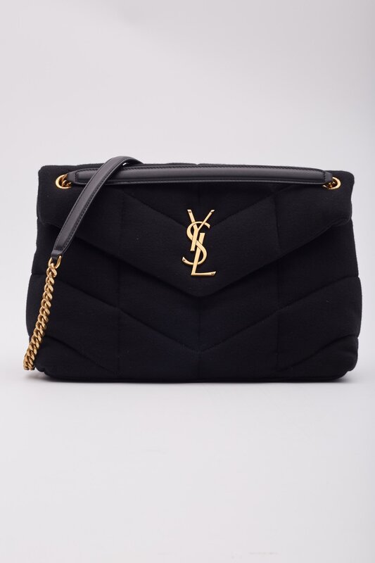 SAINT LAURENT SAINT LAURENT JERSEY QUILTED LOULOU PUFFER BAG BLACK MEDIUM