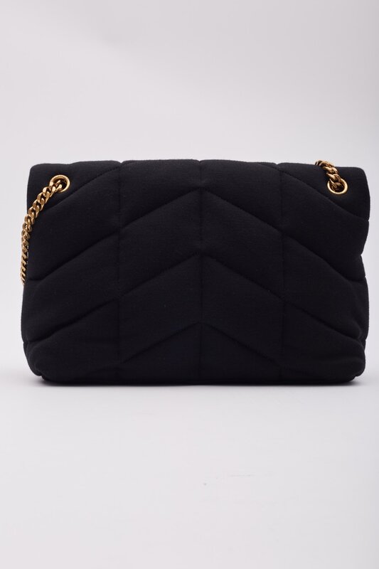 SAINT LAURENT SAINT LAURENT JERSEY QUILTED LOULOU PUFFER BAG BLACK MEDIUM