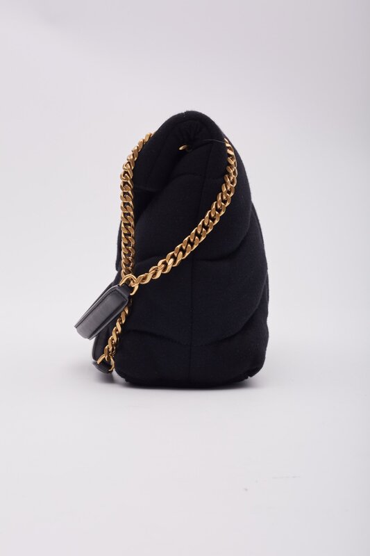 SAINT LAURENT SAINT LAURENT JERSEY QUILTED LOULOU PUFFER BAG BLACK MEDIUM