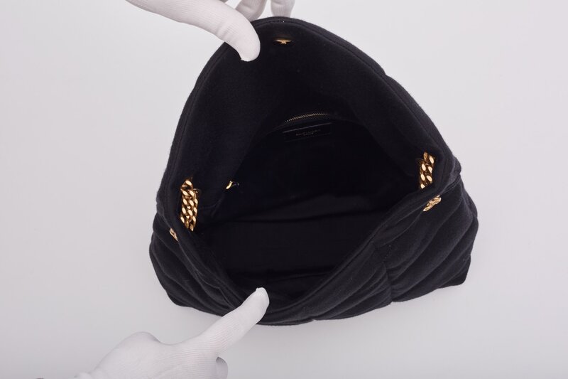 SAINT LAURENT SAINT LAURENT JERSEY QUILTED LOULOU PUFFER BAG BLACK MEDIUM