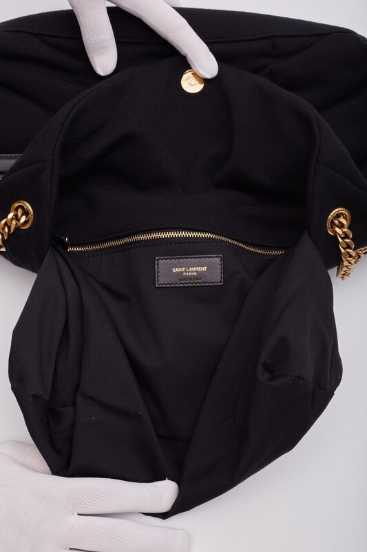 SAINT LAURENT SAINT LAURENT JERSEY QUILTED LOULOU PUFFER BAG BLACK MEDIUM