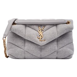 SAINT LAURENT SAINT LAURENT JERSEY QUILTED LOULOU PUFFER BAG GREY CLOUD SMALL