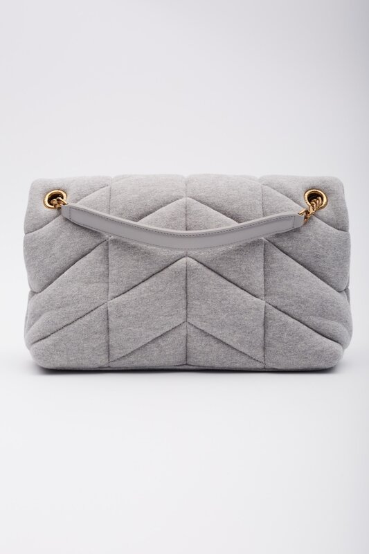 SAINT LAURENT SAINT LAURENT JERSEY QUILTED LOULOU PUFFER BAG GREY CLOUD SMALL
