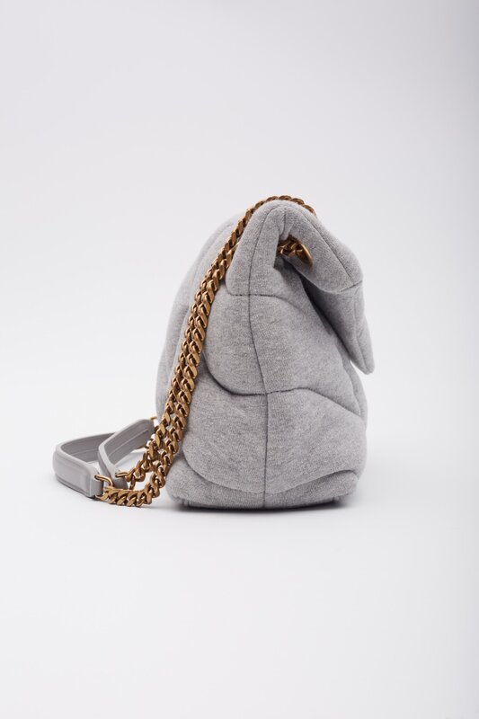 SAINT LAURENT SAINT LAURENT JERSEY QUILTED LOULOU PUFFER BAG GREY CLOUD SMALL