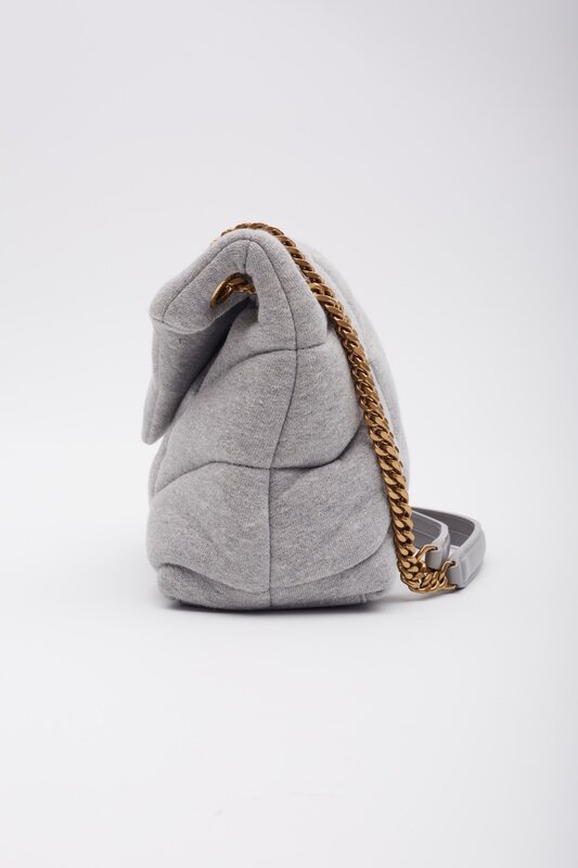 SAINT LAURENT SAINT LAURENT JERSEY QUILTED LOULOU PUFFER BAG GREY CLOUD SMALL