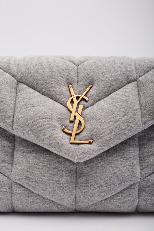 SAINT LAURENT SAINT LAURENT JERSEY QUILTED LOULOU PUFFER BAG GREY CLOUD SMALL