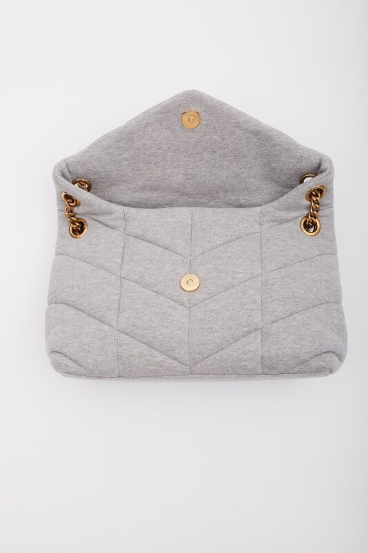 SAINT LAURENT SAINT LAURENT JERSEY QUILTED LOULOU PUFFER BAG GREY CLOUD SMALL