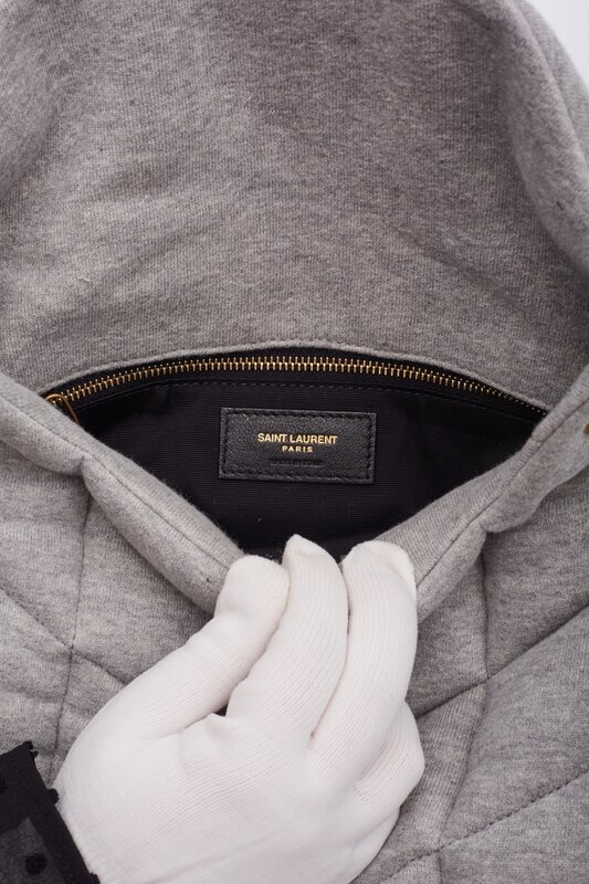 SAINT LAURENT SAINT LAURENT JERSEY QUILTED LOULOU PUFFER BAG GREY CLOUD SMALL