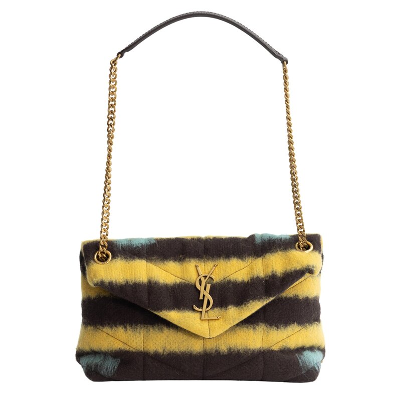 SAINT LAURENT SAINT LAURENT TIE DYE YELLOW LOULOU PUFFER BAG SMALL