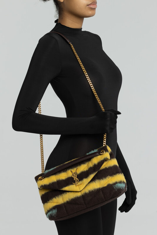 SAINT LAURENT TIE DYE YELLOW LOULOU PUFFER BAG SMALL