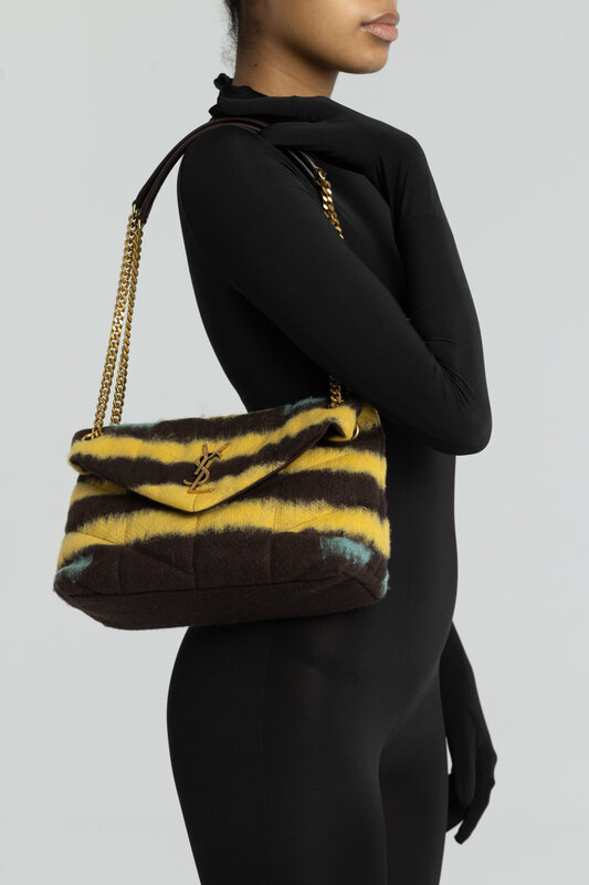 SAINT LAURENT SAINT LAURENT TIE DYE YELLOW LOULOU PUFFER BAG SMALL