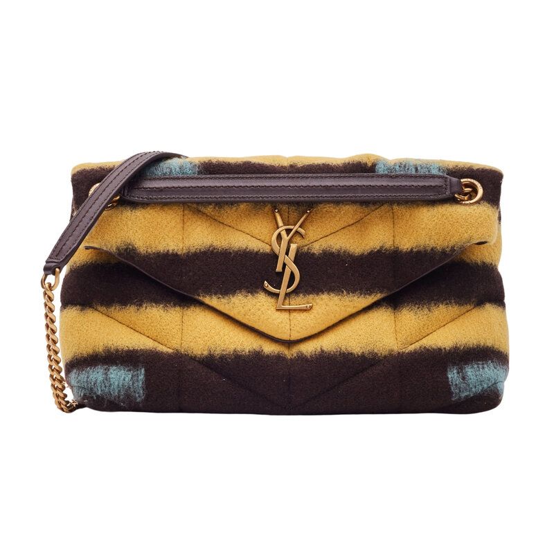 SAINT LAURENT TIE DYE YELLOW LOULOU PUFFER BAG SMALL