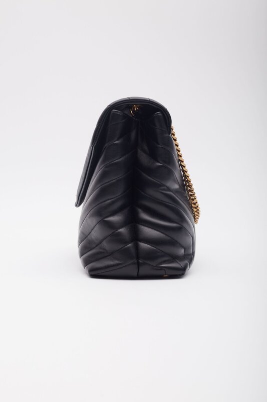 SAINT LAURENT SAINT LAURENT BLACK LEATHER CHAIN LOULOU SHOULDER BAG LARGE