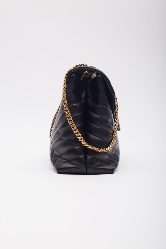 SAINT LAURENT SAINT LAURENT BLACK LEATHER CHAIN LOULOU SHOULDER BAG LARGE