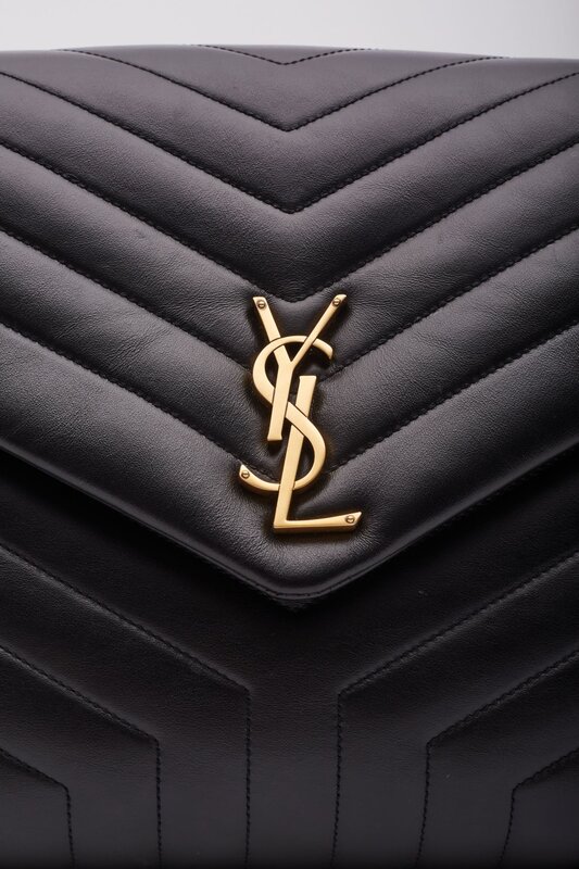SAINT LAURENT SAINT LAURENT BLACK LEATHER CHAIN LOULOU SHOULDER BAG LARGE