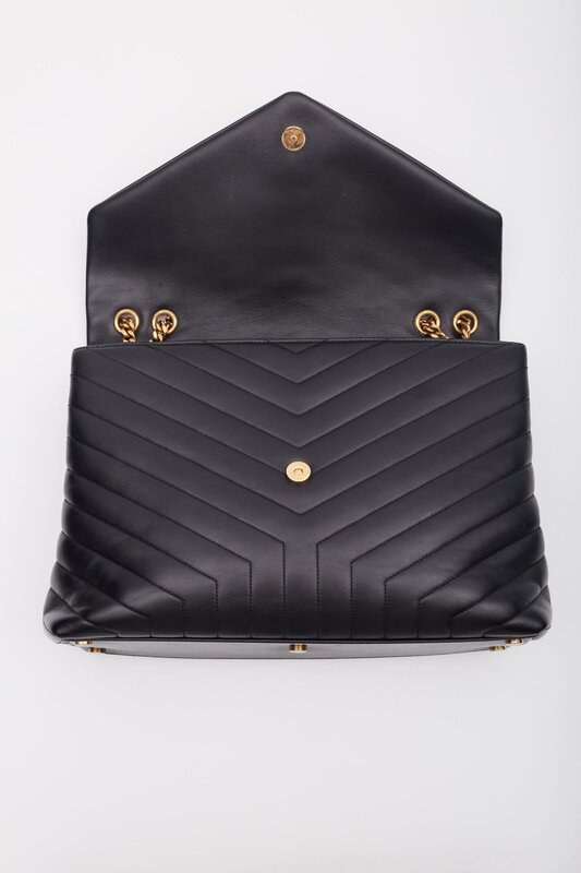 SAINT LAURENT SAINT LAURENT BLACK LEATHER CHAIN LOULOU SHOULDER BAG LARGE