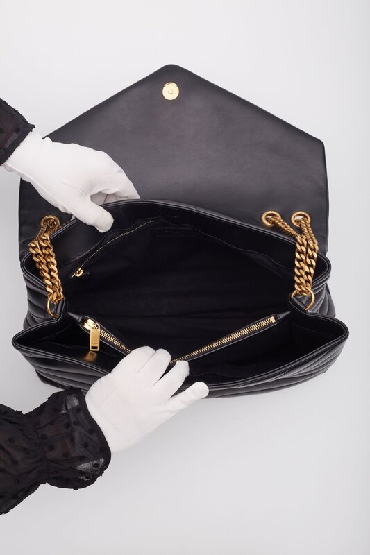 SAINT LAURENT SAINT LAURENT BLACK LEATHER CHAIN LOULOU SHOULDER BAG LARGE