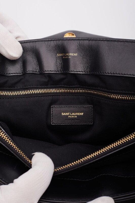 SAINT LAURENT SAINT LAURENT BLACK LEATHER CHAIN LOULOU SHOULDER BAG LARGE