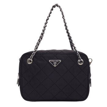 PRADA PRADA BLACK NYLON QUILTED BANDOLIERA SHOULDER BAG