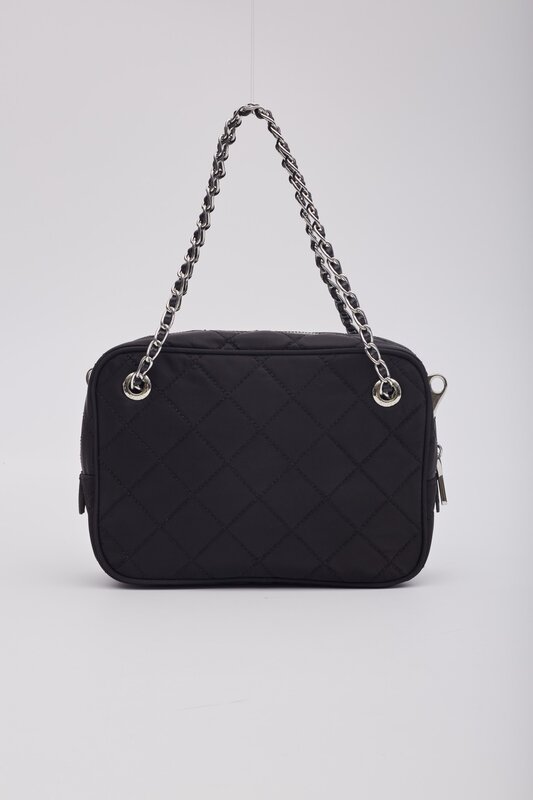 PRADA BLACK NYLON QUILTED BANDOLIERA SHOULDER BAG