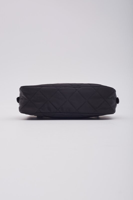 PRADA PRADA BLACK NYLON QUILTED BANDOLIERA SHOULDER BAG