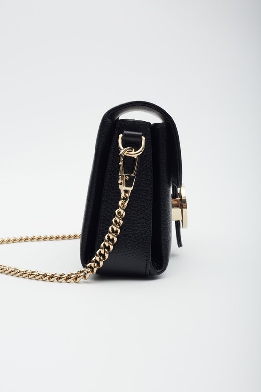GUCCI GUCCI DOLLAR CALFSKIN INTERLOCKING GG CROSSBODY BAG BLACK SMALL