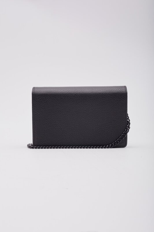 GUCCI GUCCI CALFSKIN GG MARMONT  WALLET ON CHAIN BAG MONOCHROME BLACK